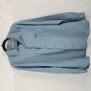 The Havanera Co. Button Down Shirt Mens XXL Blue Long Sleeve Linen Resort Party
